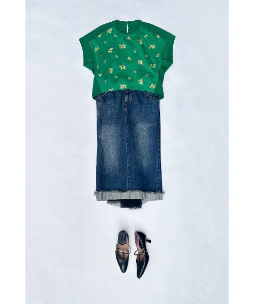 KEITA MARUYAMA（ケイタマルヤマ）の「Mimosa embroidery TEE（Tシャツ/カットソー・レディース・ホワイト/グリーン/ブラック・SMALL/MEDIUM）」の10枚目の写真