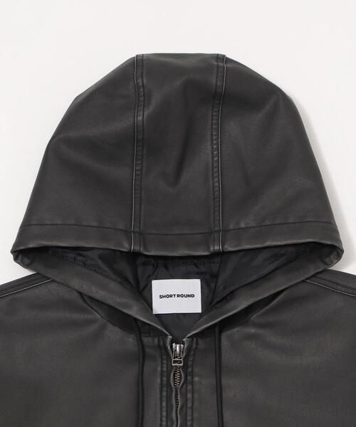SHORT ROUND(ショートラウンド)の「SHORTROUND/PUフードブルゾン(ブルゾン・メンズ・ブラウン/ブラック・LARGE/MEDIUM)」の3枚目の写真