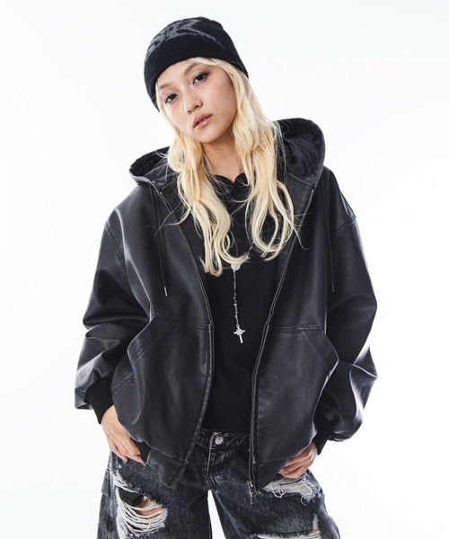 SHORT ROUND(ショートラウンド)の「SHORTROUND/PUフードブルゾン(ブルゾン・メンズ・ブラウン/ブラック・LARGE/MEDIUM)」の2枚目の写真