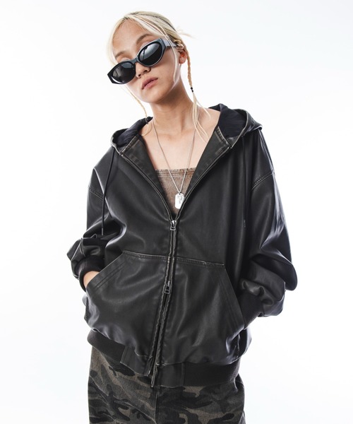 SHORT ROUND(ショートラウンド)の「SHORTROUND/PUフードブルゾン(ブルゾン・メンズ・ブラウン/ブラック・LARGE/MEDIUM)」の12枚目の写真