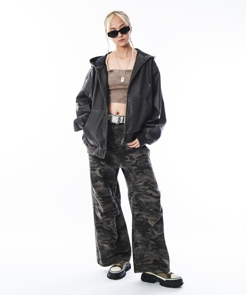 SHORT ROUND(ショートラウンド)の「SHORTROUND/PUフードブルゾン(ブルゾン・メンズ・ブラウン/ブラック・LARGE/MEDIUM)」の13枚目の写真