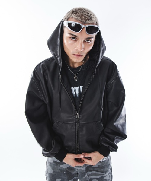SHORT ROUND(ショートラウンド)の「SHORTROUND/PUフードブルゾン(ブルゾン・メンズ・ブラウン/ブラック・LARGE/MEDIUM)」の16枚目の写真