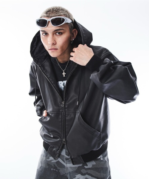 SHORT ROUND(ショートラウンド)の「SHORTROUND/PUフードブルゾン(ブルゾン・メンズ・ブラウン/ブラック・LARGE/MEDIUM)」の17枚目の写真