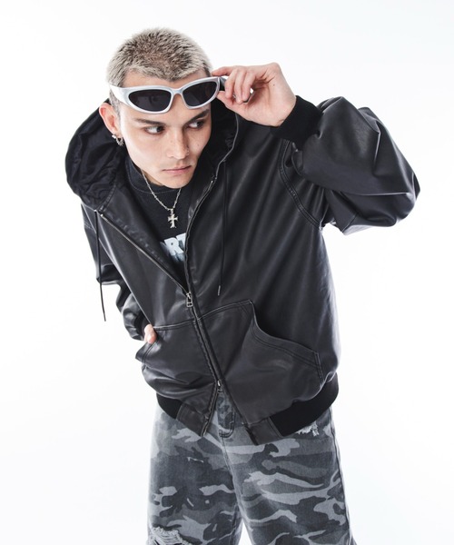SHORT ROUND(ショートラウンド)の「SHORTROUND/PUフードブルゾン(ブルゾン・メンズ・ブラウン/ブラック・LARGE/MEDIUM)」の18枚目の写真