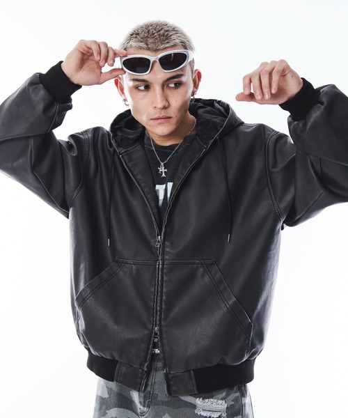 SHORT ROUND(ショートラウンド)の「SHORTROUND/PUフードブルゾン(ブルゾン・メンズ・ブラウン/ブラック・LARGE/MEDIUM)」の19枚目の写真