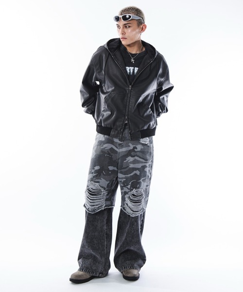 SHORT ROUND(ショートラウンド)の「SHORTROUND/PUフードブルゾン(ブルゾン・メンズ・ブラウン/ブラック・LARGE/MEDIUM)」の20枚目の写真