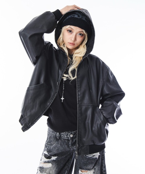 SHORT ROUND(ショートラウンド)の「SHORTROUND/PUフードブルゾン(ブルゾン・メンズ・ブラウン/ブラック・LARGE/MEDIUM)」の22枚目の写真