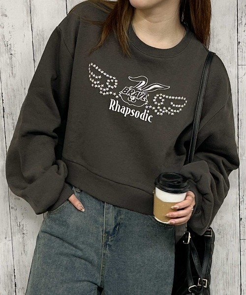 セール】《うさぎロゴ×裏起毛》レディース スウェットプルオーバー