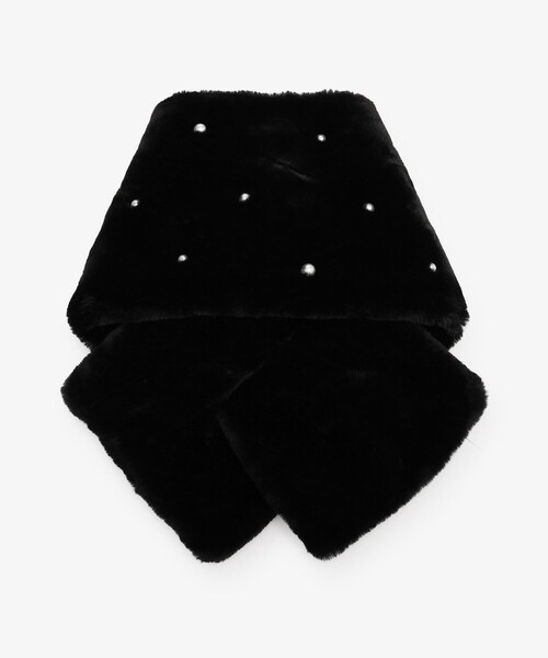 Afternoon Tea（アフタヌーンティー）の「パール付きフェイクファーティペット（マフラー・レディース・ベージュ/ブラック・ONE SIZE）」の3枚目の写真