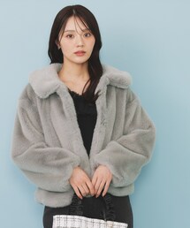 index（インデックス）の「エコファーショートコート【洗える】（ステンカラーコート）」