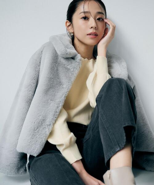 セール】エコファーショートコート【洗える】（ステンカラーコート