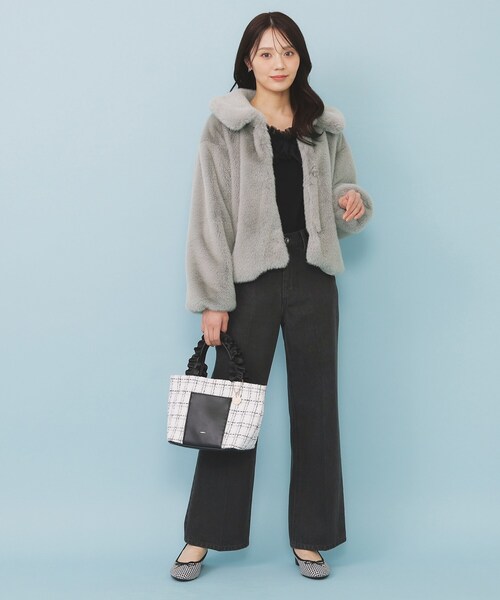 エコファーショートコート【洗える】（ステンカラーコート）｜index