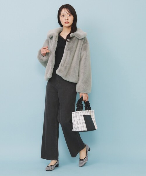 エコファーショートコート【洗える】（ステンカラーコート）｜index