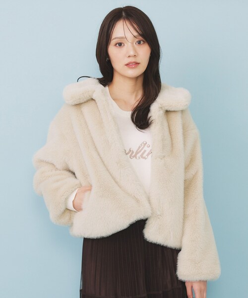 セール】エコファーショートコート【洗える】（ステンカラーコート