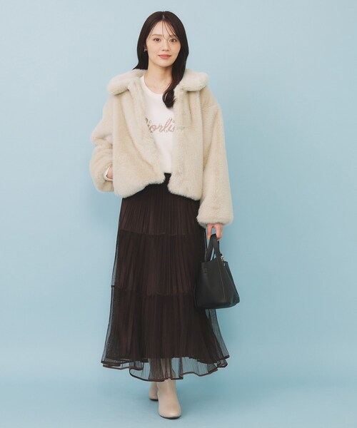 エコファーショートコート【洗える】（ステンカラーコート）｜index