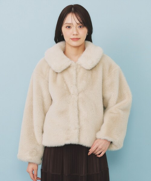 セール】エコファーショートコート【洗える】（ステンカラーコート