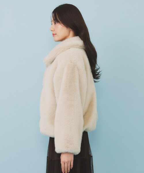 エコファーショートコート【洗える】（ステンカラーコート）｜index