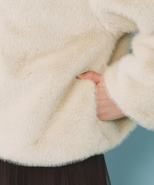 エコファーショートコート【洗える】（ステンカラーコート）｜index