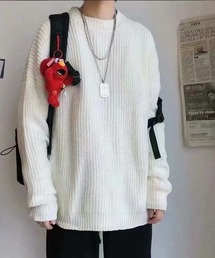 ベーシッククルーネックリブニット