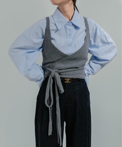 on:nue（オンニュ）の「【on:nue】カシュクールニットビスチェ（ニット/セーター・レディース・ベージュ/ブラック/グレー・FREE）」の5枚目の写真