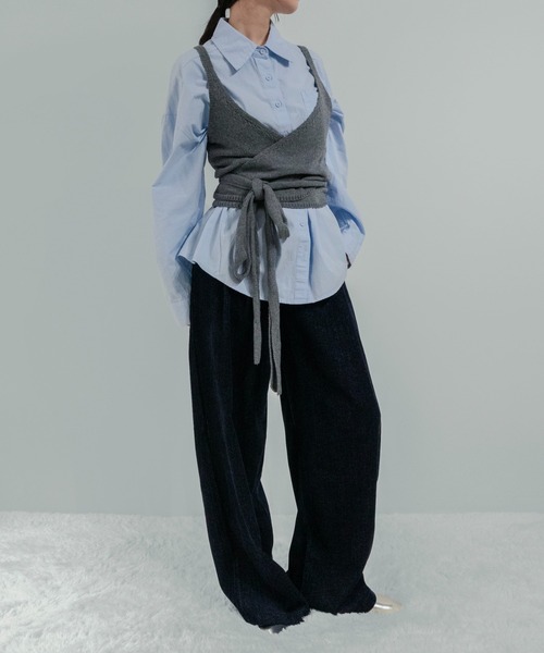 on:nue（オンニュ）の「【on:nue】カシュクールニットビスチェ（ニット/セーター・レディース・ベージュ/ブラック/グレー・FREE）」の11枚目の写真