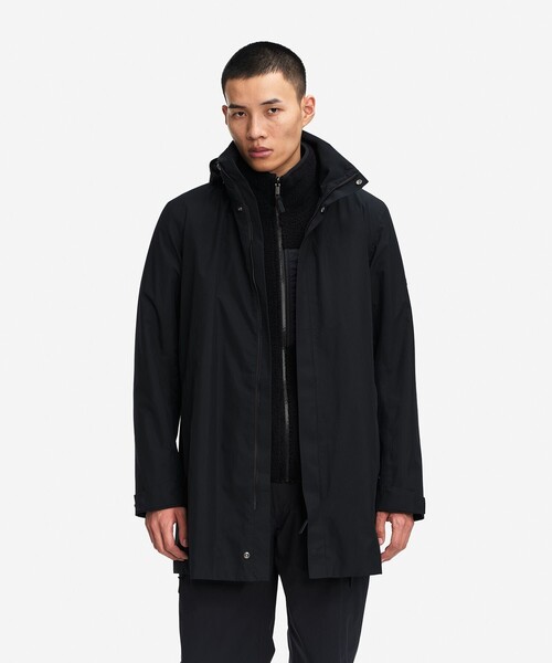 AIGLE（エーグル）の「GORE=TEX ゴアテックス 防風 防水 透湿 2レイヤーロングジャケット / フード収納可（マウンテンパーカー・メンズ・ベージュ/ブラック・M/L/S）」の13枚目の写真