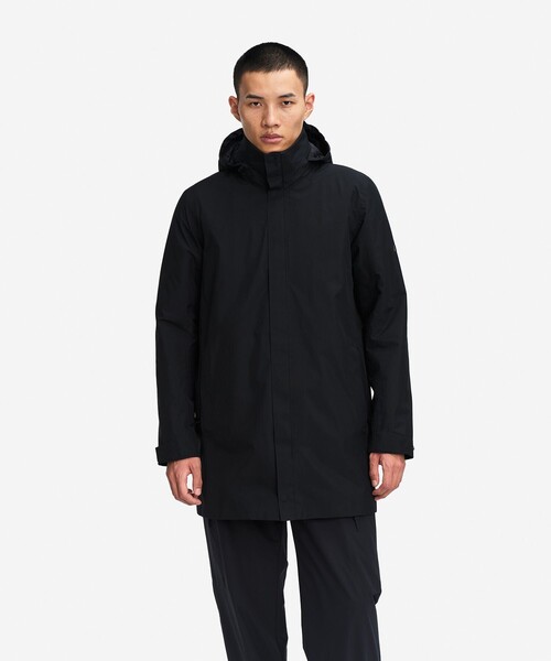 AIGLE（エーグル）の「GORE=TEX ゴアテックス 防風 防水 透湿 2レイヤーロングジャケット / フード収納可（マウンテンパーカー・メンズ・ベージュ/ブラック・M/L/S）」の15枚目の写真