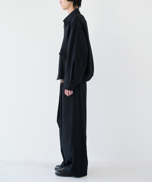 SHAREEF（シャリーフ）の「【SHAREEF】2/72強圧縮フラノ　ワイドパンツ（その他パンツ・メンズ・ダークグレー/ブラック・1）」の4枚目の写真