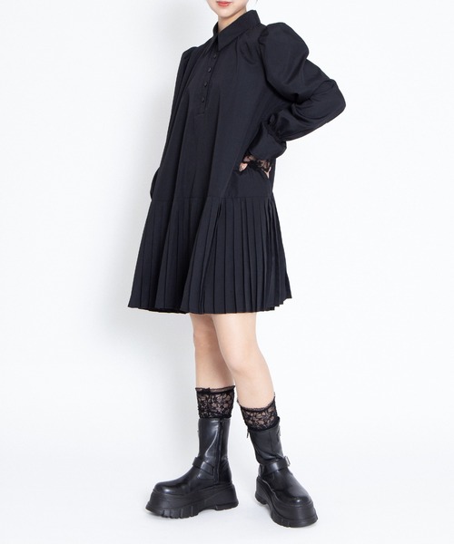 PUNYUS(プニュズ)の「プリーツヘムシャツワンピース(シャツワンピース・レディース・ブラック/サックスブルー/ホワイト・2/1/5/4/3)」の12枚目の写真