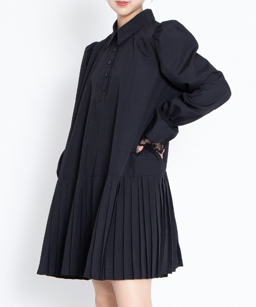 PUNYUS(プニュズ)の「プリーツヘムシャツワンピース(シャツワンピース・レディース・ブラック/サックスブルー/ホワイト・2/1/5/4/3)」の13枚目の写真