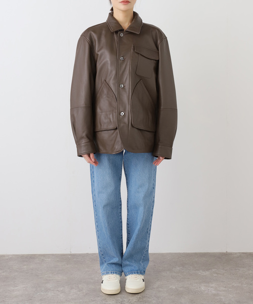 FRAMeWORK(フレームワーク)の「CCU HUNTING ジャケット(ライダースジャケット・レディース・ブラウン・FREE)」の2枚目の写真