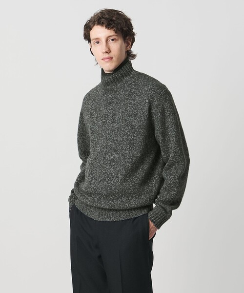 UNITED ARROWS（ユナイテッドアローズ）の「ウール コットン カシミア ムリネ タートルネック ニット（ニット/セーター・メンズ・オフホワイト/ダークグリーン・M/L/XL/S）」の3枚目の写真