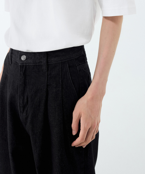 MUSINSA STANDARD（ムシンサスタンダード）の「ツーピンタックワイドデニムパンツ [ロー ブラック]（デニムパンツ・メンズ・その他・30/31/33/26/27/28/40/38/42/36/34/32/29）」の5枚目の写真