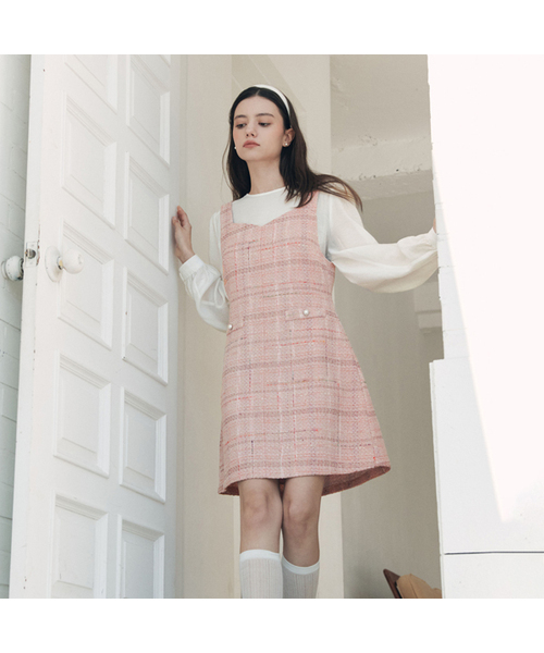 ハートネックミニワンピース / ピンク