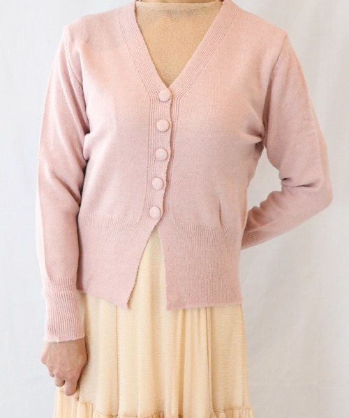 a lot of love（ア ロット オブ ラブ）の「ナローウエスト Vネックカーディガン（カーディガン/ボレロ・レディース・ピンク/オフホワイト/グレー・FREE）」の9枚目の写真