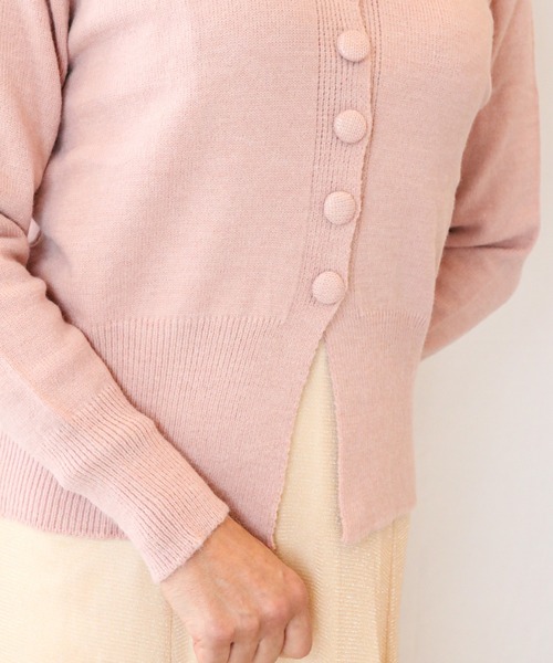 a lot of love（ア ロット オブ ラブ）の「ナローウエスト Vネックカーディガン（カーディガン/ボレロ・レディース・ピンク/オフホワイト/グレー・FREE）」の10枚目の写真