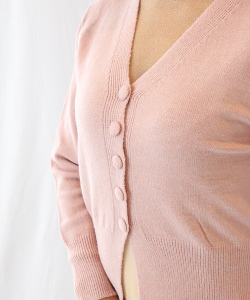 a lot of love（ア ロット オブ ラブ）の「ナローウエスト Vネックカーディガン（カーディガン/ボレロ・レディース・ピンク/オフホワイト/グレー・FREE）」の11枚目の写真
