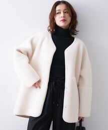 UNTITLED アンタイトル ラムウール ノーカラーショートコート ジャケット UNTITLED（アンタイトル）の「◇ラムウール ノーカラーショートコート