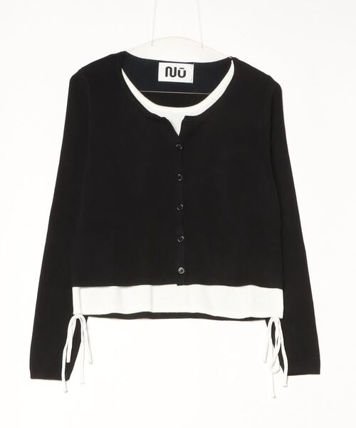 Nu(ニュー)の「【Nu】レイヤード風カーディガン(Tシャツ/カットソー・レディース・ブラック×ホワイト/グレー/ホワイト×ブラック/ブラック/カーキ・MEDIUM)」の11枚目の写真