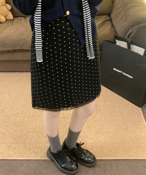 gossip!ロサンゼルス(ゴシップロサンゼルス)の「Y2Kガーリーレトロドット×レースAラインスカート/ミディ丈(スカート・レディース・グレー・L/M/S)」の17枚目の写真