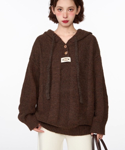 Ritzy(リッツィー)の「フード付き ニットセーター(ニット/セーター・レディース・グレイッシュベージュ/ベージュ/ブラウン・FREE)」の2枚目の写真
