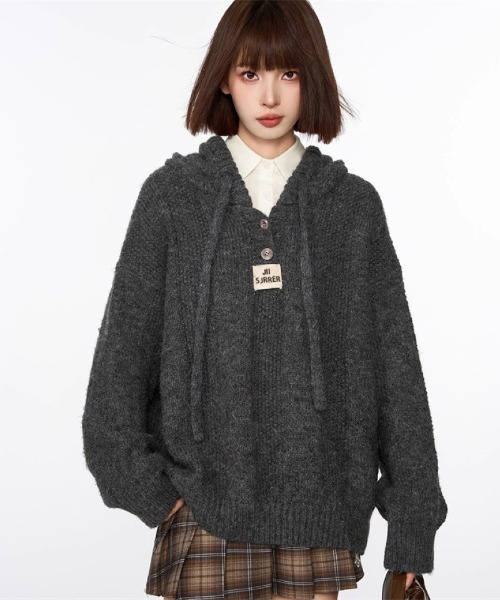 Ritzy(リッツィー)の「フード付き ニットセーター(ニット/セーター・レディース・グレイッシュベージュ/ベージュ/ブラウン・FREE)」の3枚目の写真