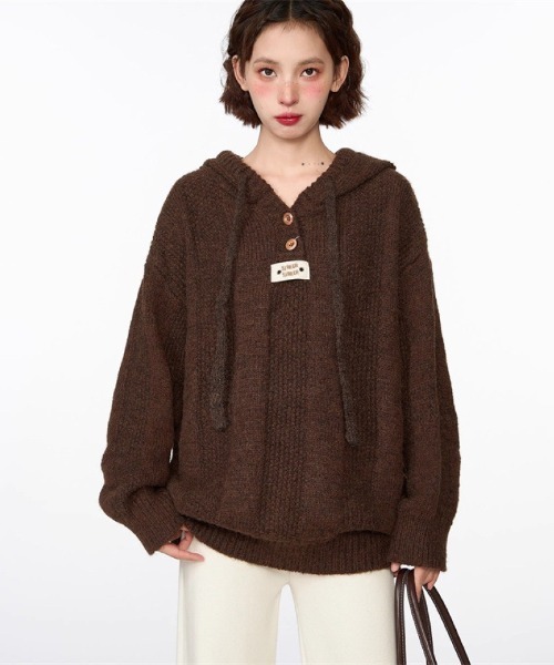 Ritzy(リッツィー)の「フード付き ニットセーター(ニット/セーター・レディース・グレイッシュベージュ/ベージュ/ブラウン・FREE)」の4枚目の写真
