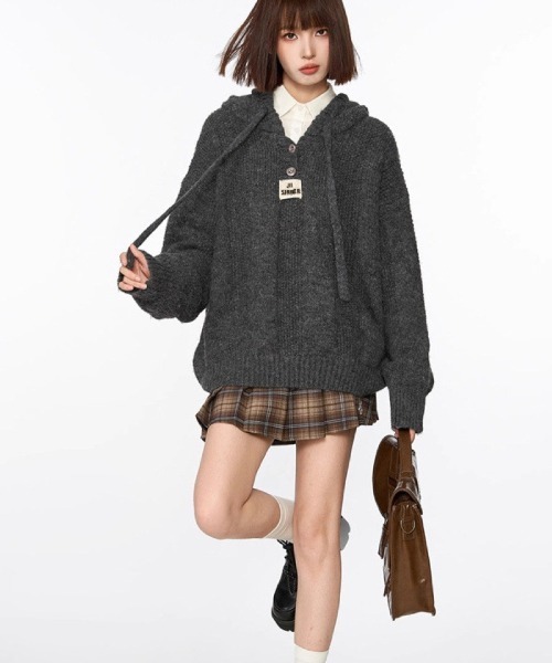 Ritzy(リッツィー)の「フード付き ニットセーター(ニット/セーター・レディース・グレイッシュベージュ/ベージュ/ブラウン・FREE)」の8枚目の写真