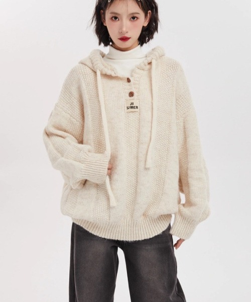 Ritzy(リッツィー)の「フード付き ニットセーター(ニット/セーター・レディース・グレイッシュベージュ/ベージュ/ブラウン・FREE)」の5枚目の写真