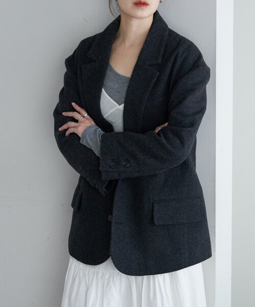 SHENERY（シーナリー）の「ウールBIGテーラードジャコット（その他アウター・レディース・ブラック/グレー・36/38）」の2枚目の写真