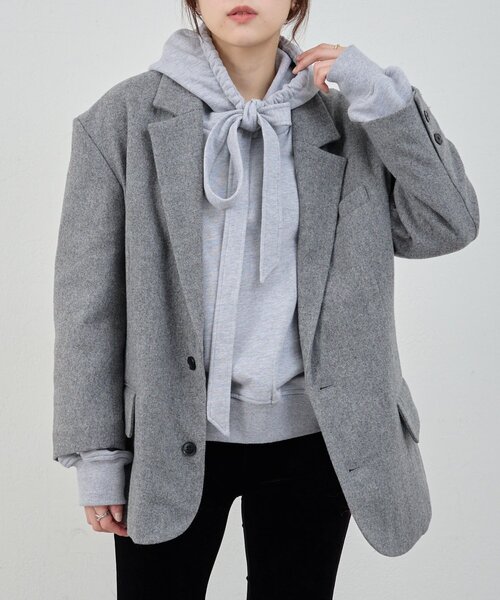 SHENERY（シーナリー）の「ウールBIGテーラードジャコット（その他アウター・レディース・ブラック/グレー・36/38）」の9枚目の写真