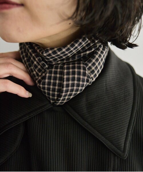 ear PAPILLONNER（イアパピヨネ）の「コットン格子柄ストール（ストール/ショール・レディース・ブラック・FREE）」の4枚目の写真