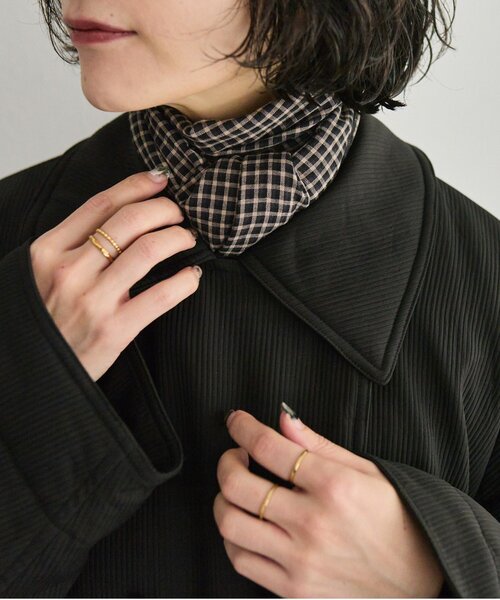 ear PAPILLONNER（イアパピヨネ）の「コットン格子柄ストール（ストール/ショール・レディース・ブラック・FREE）」の5枚目の写真