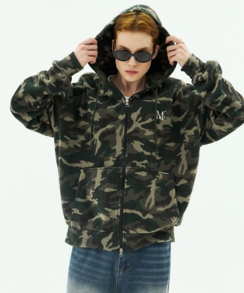 MUCENT(ムセント)の「【UNISEX】MUCENT/CAMO フリースフードジャケット(ブルゾン・レディース・カーキ・FREE)」の4枚目の写真
